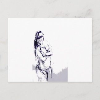 Funky girl design drawing postcard