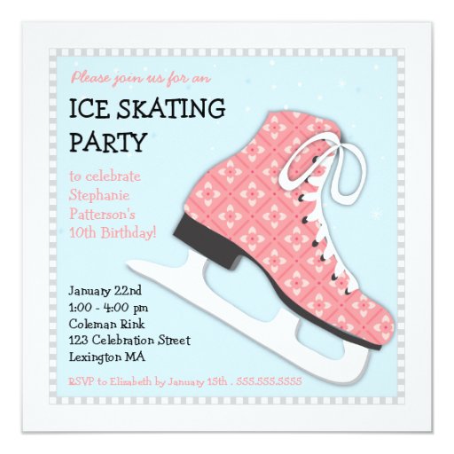 Funky Girl Ice Skating Birthday Party Card | Zazzle