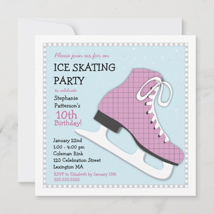 funky girl ice skating birthday party invitation zazzle com