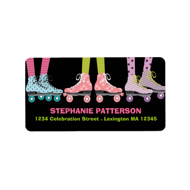 Funky Girls Roller Skating Address Labels (Front)