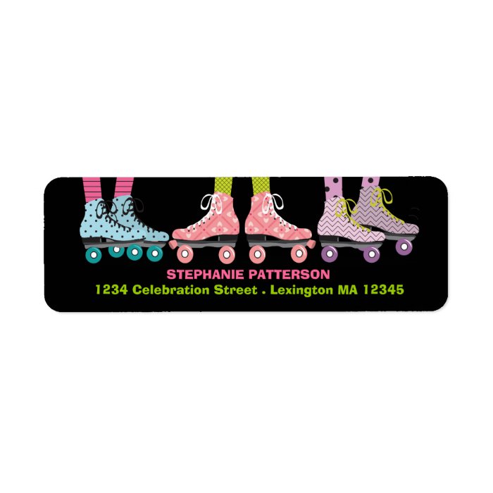 Funky Girls Roller Skating Address Labels