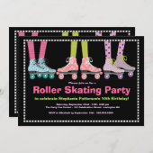 Funky Girls Roller Skating Birthday Party Invitation (Front/Back)