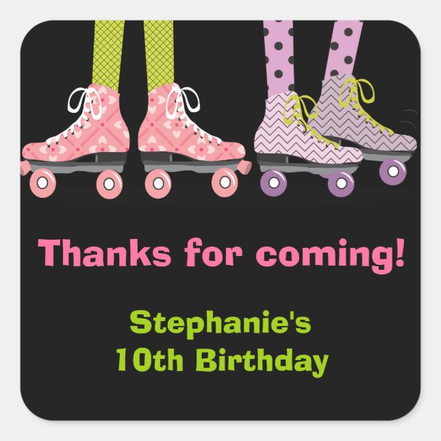 Funky Girls Roller Skating Favor Stickers (Front)