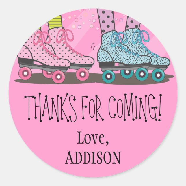 Funky Girls Roller Skating Favor Stickers (Front)