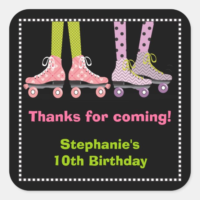 Funky Girls Roller Skating Favor Stickers | Large (Front)
