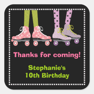 Funky Girls Roller Skating Favor Stickers Large
