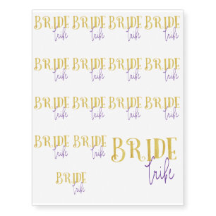 FUNKY GOLD BRIDE TRIBE WITH PURPLE TEMPORARY TATTOOS