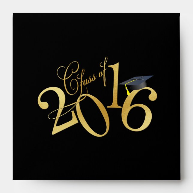 Funky Gold Class of 2016 Graduation Envelope (Front)