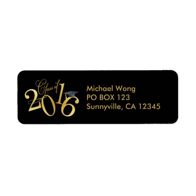 Funky Gold Class of 2016 Graduation Label (Front)
