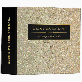 Funky Gold Glitter Makeup Artist Beauty Salon 3 Ring Binder
