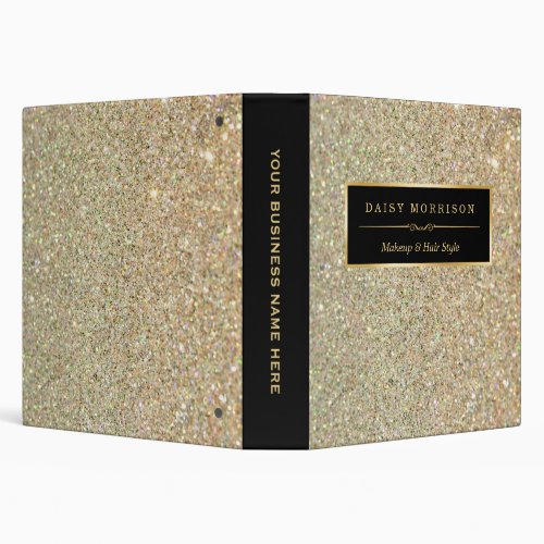 Funky Gold Glitter Makeup Artist Beauty Salon 3 Ring Binder