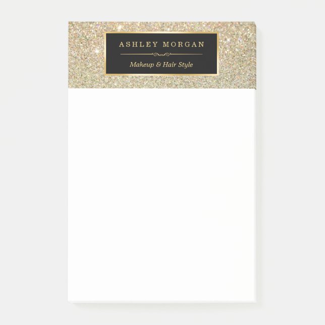 Funky Gold Glitter Sparkles Beauty Boutique Post-it Notes (Front)