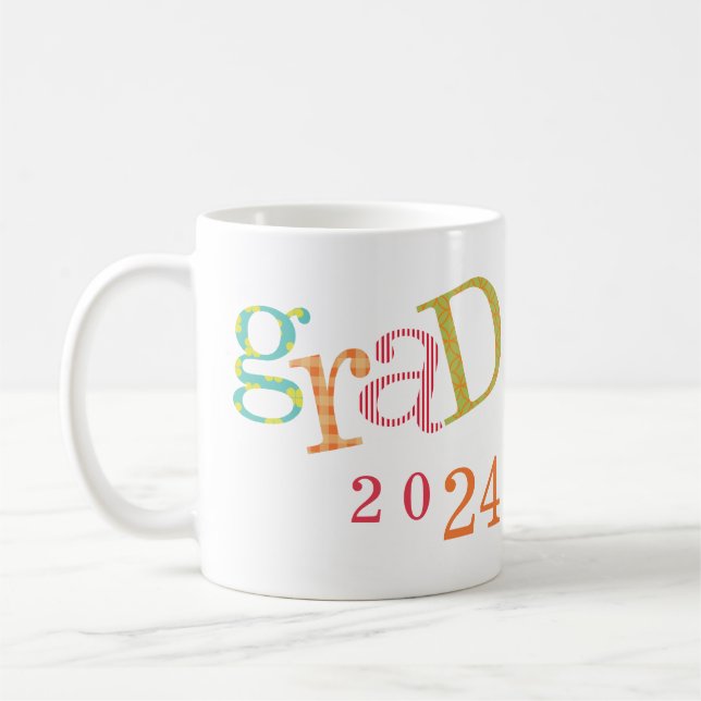 Funky GRAD cap graduation class year custom name Coffee Mug (Left)