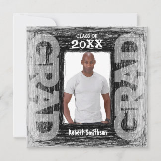 Funky Graduation Invitation Gray Scratch Square