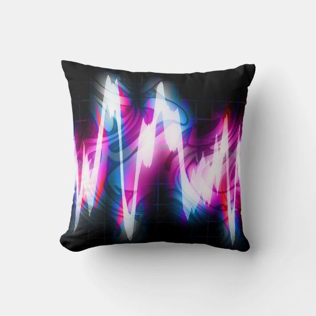 Funky Graphic EQ Audio Waveform Throw Pillow (Front)