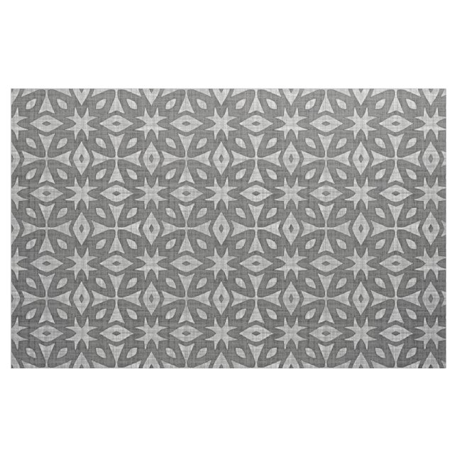 Funky Gray Faux Batik Linen Squares Pattern Fabric (Fat Quarter)