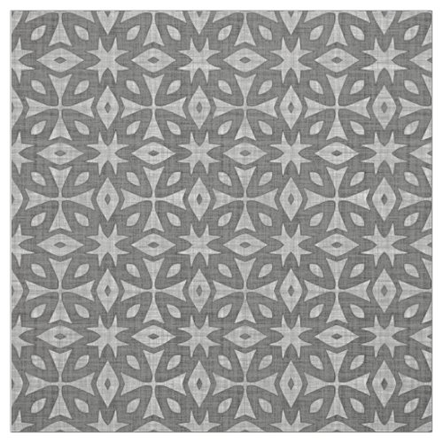 Funky Gray Faux Batik Linen Squares Pattern Fabric