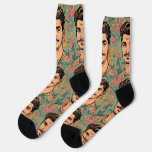 Funky grayish green handsome Male illustration Socks