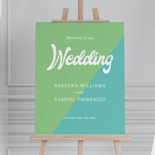 Funky Green and Blue Retro Color Block Wedding Foam Board