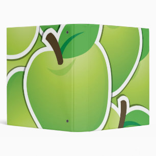 Funky green apples 3 ring binder