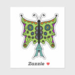 Funky Green Butterfly Stickers