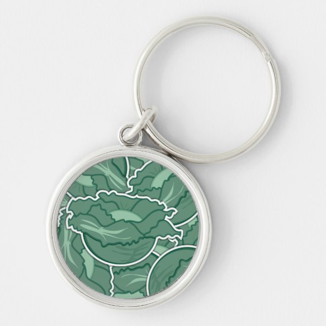 Funky green cabbage keychain (Front)