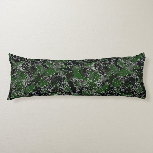 Funky Green Camo  Body Pillow (Front)