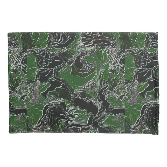 Funky Green Camo  Pillow Case (Front)