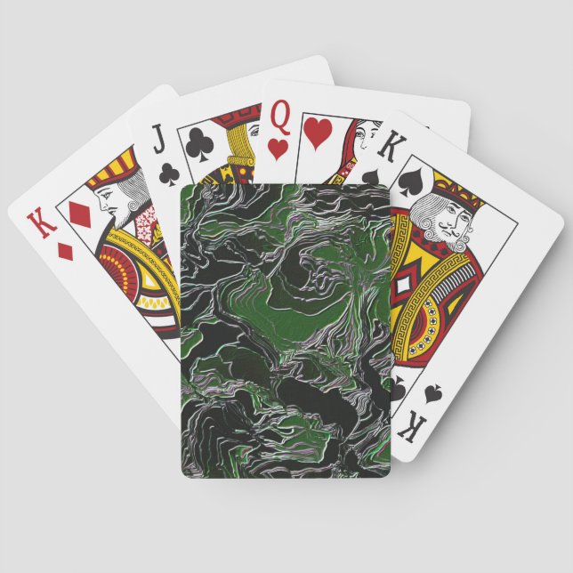 Funky Green Camo Poker Cards (Back)