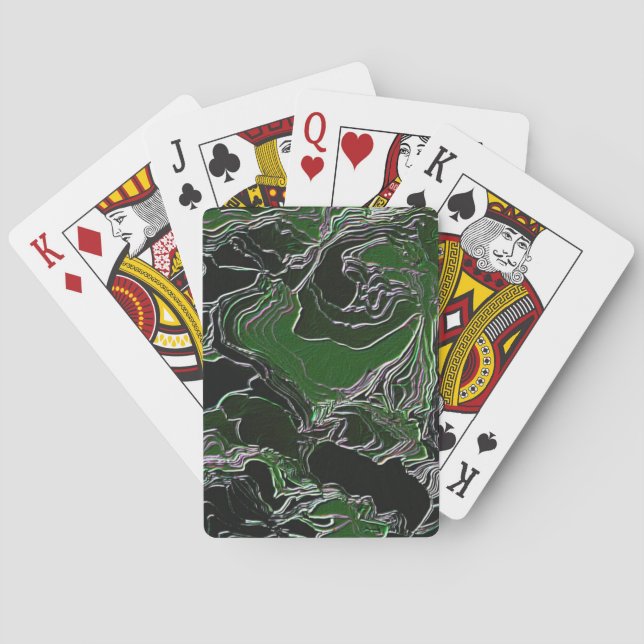 Funky Green Camo Poker Cards (Back)