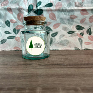 Funky Green Christmas Tree Design Classic Round Sticker