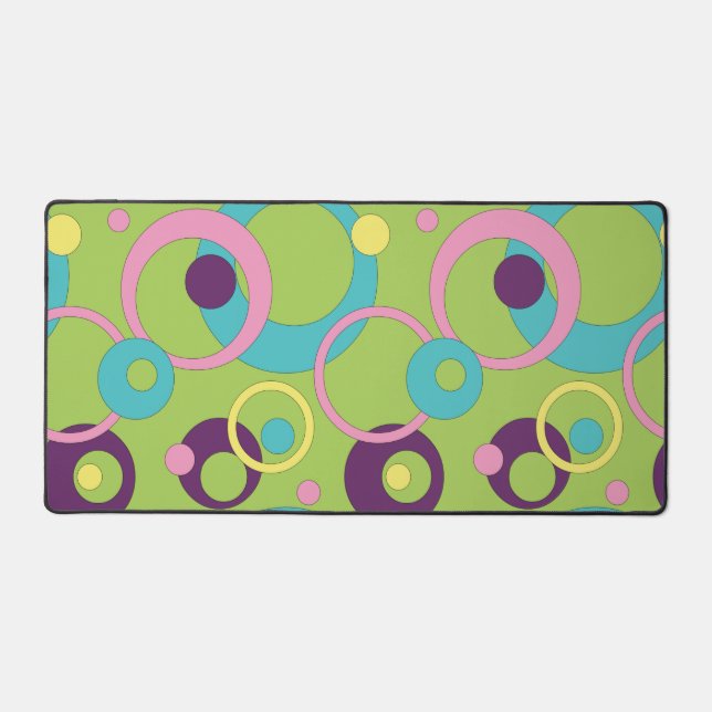Funky Green Circles Desk Mat (Front)
