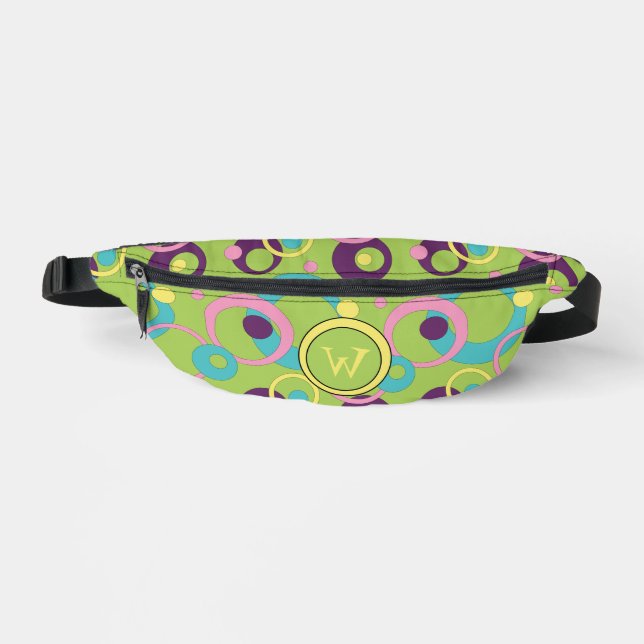 Funky Green Circles Fanny Pack (Front)
