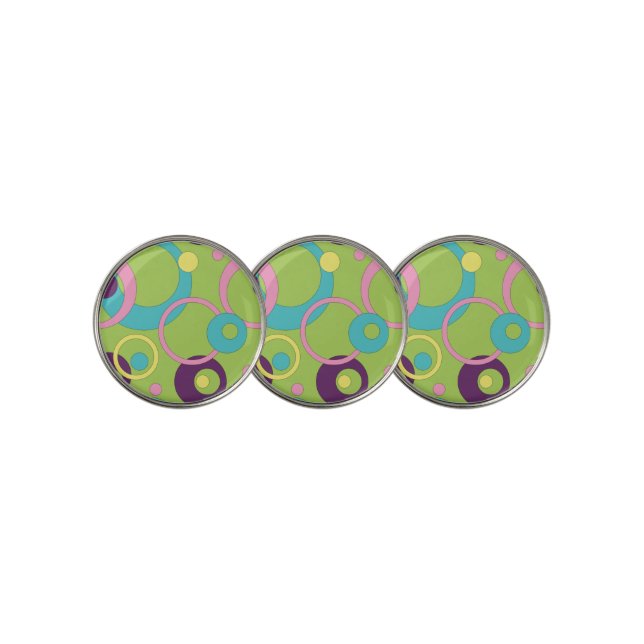 Funky Green Circles Golf Ball Marker (3 Up)