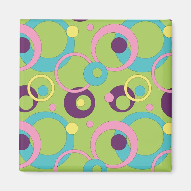 Funky Green Circles Magnet (Front)