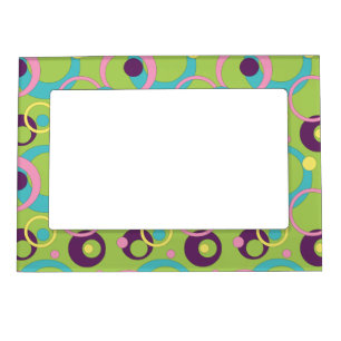 Funky Green Circles Magnetic Frame