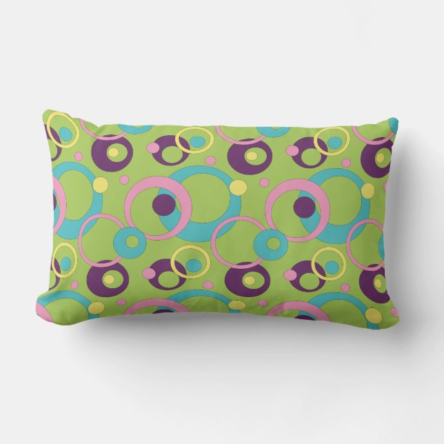Funky Green Circles Pillow (Front)