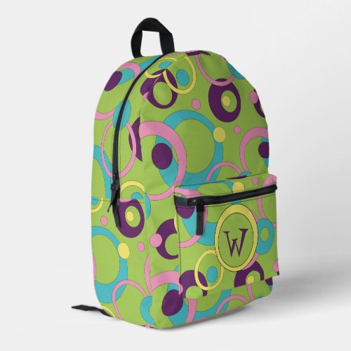 Funky Green Circles Printed Backpack