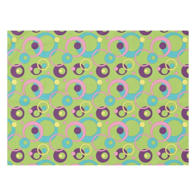 Funky Green Circles Tablecloth (Front (Horizontal))