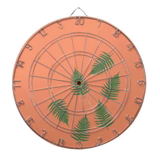 Funky Green Fern Lucky Darts Board Dartboard With Darts (Front)