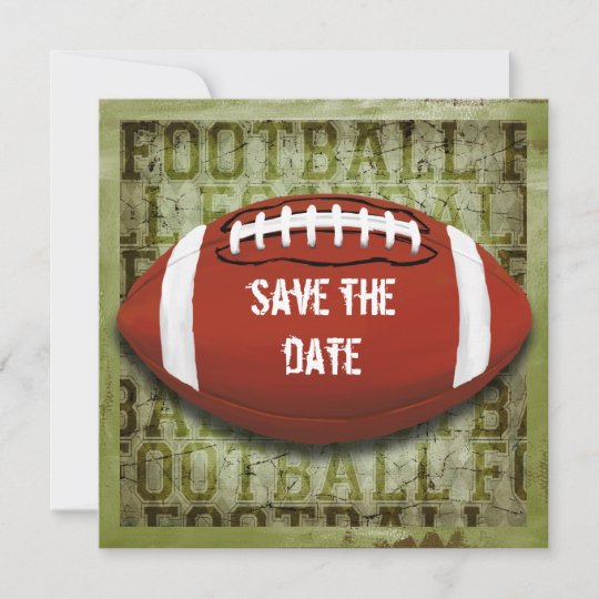 Funky Green Grunge Football Save The Date
