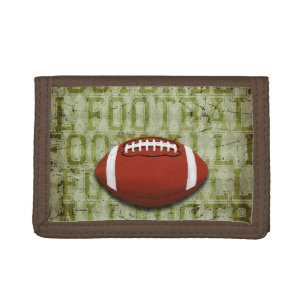 Funky Green Grunge Football Tri-fold Wallet