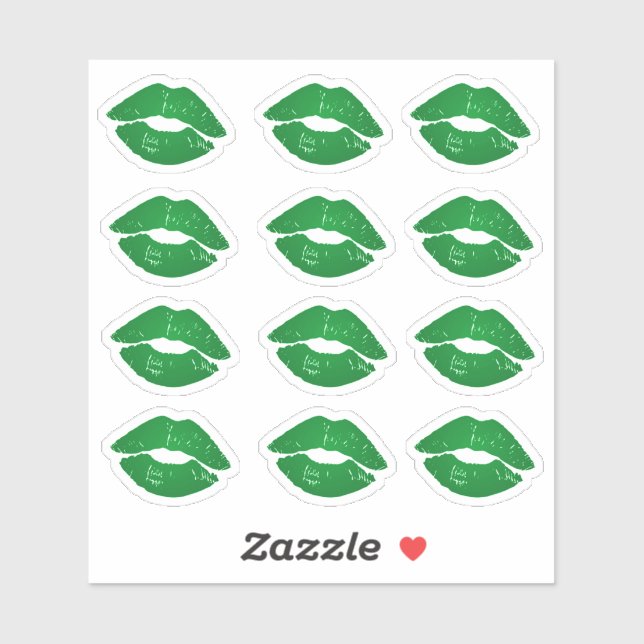 Funky Green Irish Kisses Saint Patrick's Day Sticker (Sheet)