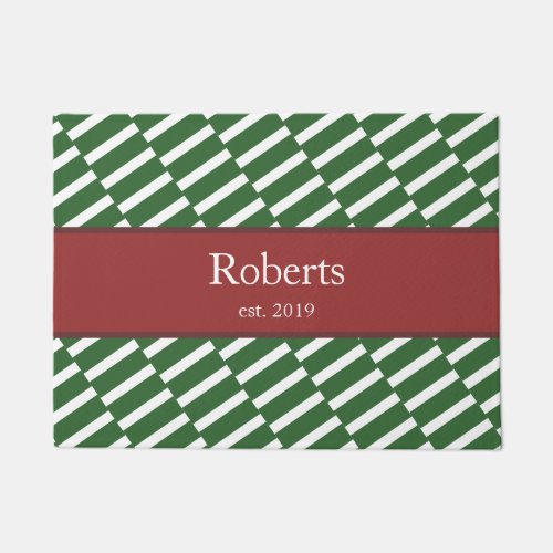  Funky Green Pattern Family Name and Year Modern Doormat