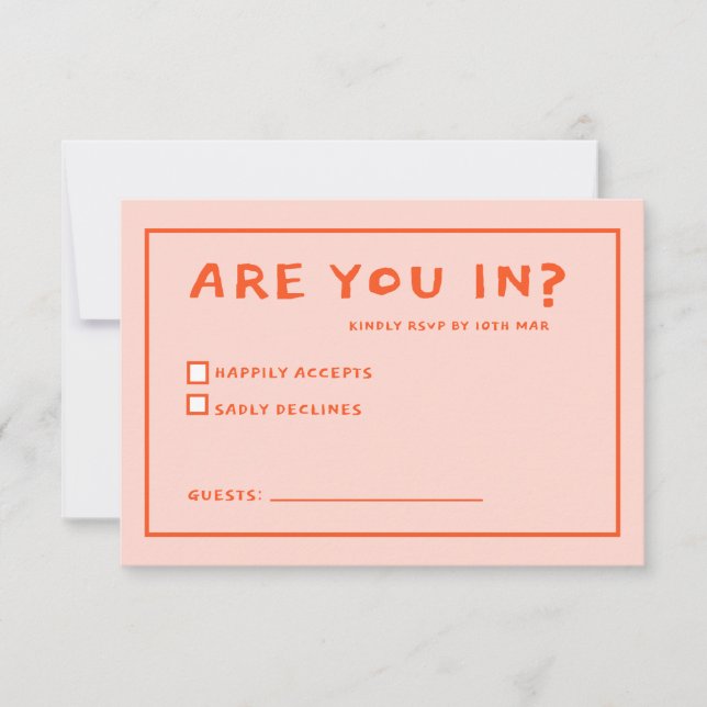 Funky Green Pink  Red Funky RSVP  (Front)