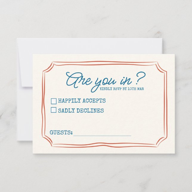 Funky Green Pink  Red Funky RSVP  Card (Front)