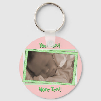 Funky Green Polka Dot Frame Keychain