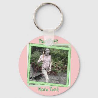 Funky Green Polka Dot Frame Keychain