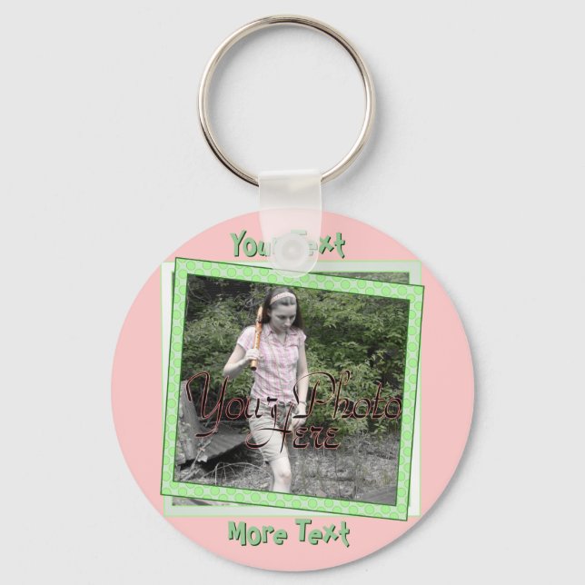 Funky Green Polka Dot Frame Keychain (Front)