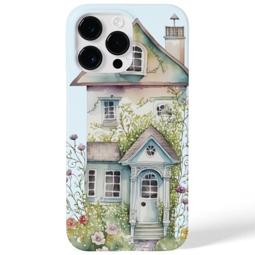 Funky green watercolor house flowers mullions Case-Mate iPhone 14 pro max case